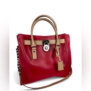 Michael Kors Candy Red PVC‎ Tote Handbag 13” x 12” - 10” Shoulder Strap